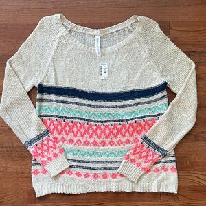 Aeropostale Cream Patterned Lightweight Knit Sweater Size XL NWT